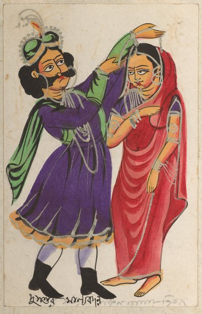 Dusmanta che incorona Shakumtala, 1800s da Unbekannt