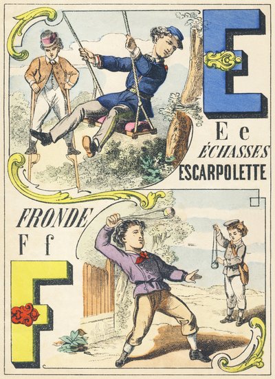 E F : trampoli, altalena, fionda - Alfabeto dei giochi da Unbekannt