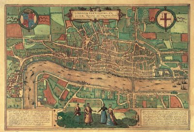La prima mappa stampata di Londra, 1574 da Unbekannt