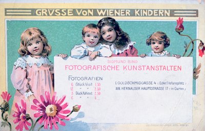 Cartolina pubblicitaria dei primi fotografi viennesi da Unbekannt