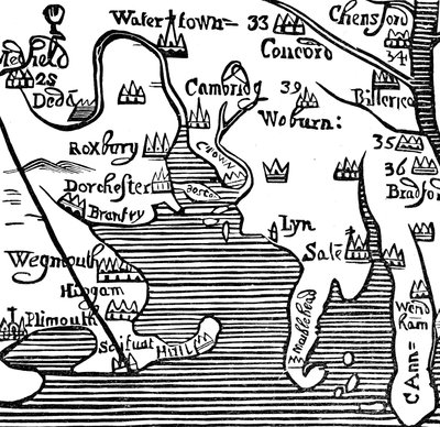 Antica mappa della Baia del Massachusetts, USA da Unbekannt