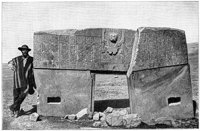 Aspetto orientale del cancello monolitico di Akapana, Tiahuanaco, Bolivia, 1901 da Unbekannt