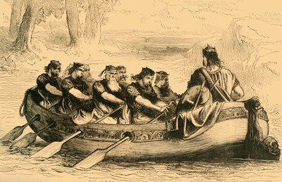 Edgar il Pacifico remato lungo il fiume Dee da otto principi tributari da Unbekannt