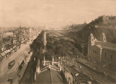 Edimburgo, vista verso Calton Hill, dal West End di Princes Street, 1902 da Unbekannt