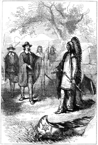 Visita di Edward Winslow a Massasoit, XVII secolo c1880 da Unbekannt