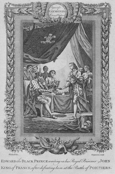 Edoardo il Principe Nero al servizio del suo prigioniero reale Giovanni, Re di Francia, c1787 da Unbekannt
