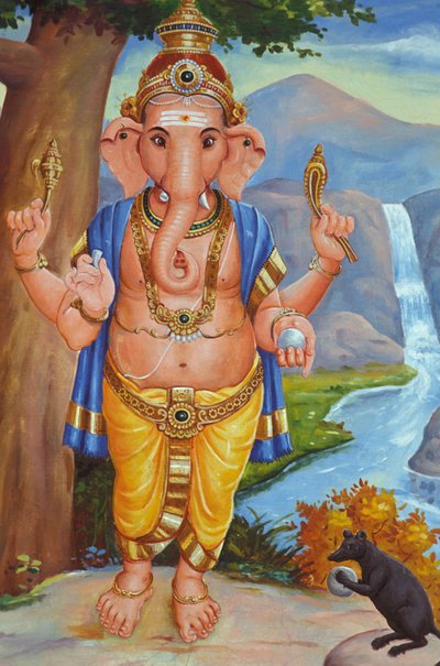 Ganesh, il dio con la testa di elefante, e il suo topo da Unbekannt