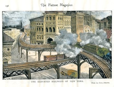 Ferrovia sopraelevata a New York, da The Picture Magazine, XIX secolo da Unbekannt