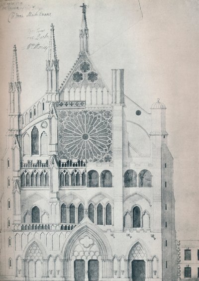 Elevazione del transetto nord, Abbazia di Westminster, mostrando il progetto di Wren per il restauro da Unbekannt