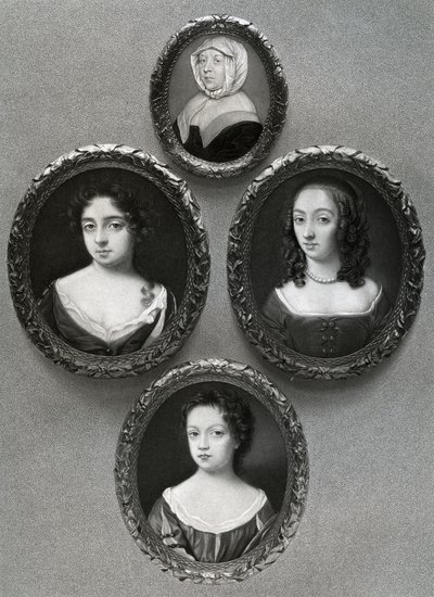 Elizabeth Cromwell, madre di Oliver Cromwell, e le sue figlie, Mary, Elizabeth e Bridget, 1899 da Unbekannt