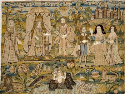 Quadro ricamato: La proclamazione di Salomone, metà XVII secolo da Unbekannt