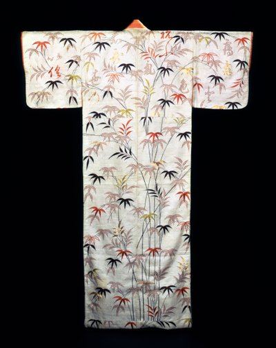Kimono da donna in raso bianco ricamato, giapponese, periodo Edo, 1600-1867 da Unbekannt