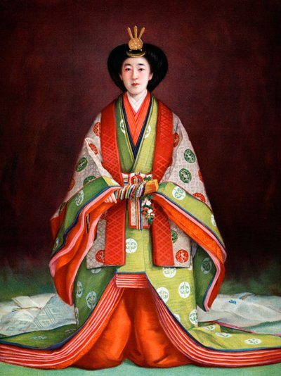 Imperatrice Nagako del Giappone nei suoi abiti di incoronazione, c1924 da Unbekannt