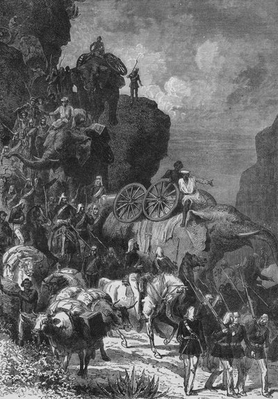 Esercito inglese in marcia in Abissinia, c1880 da Unbekannt