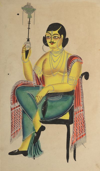 Babu inglese, impiegato indiano nativo con un narghilè, 1800s da Unbekannt