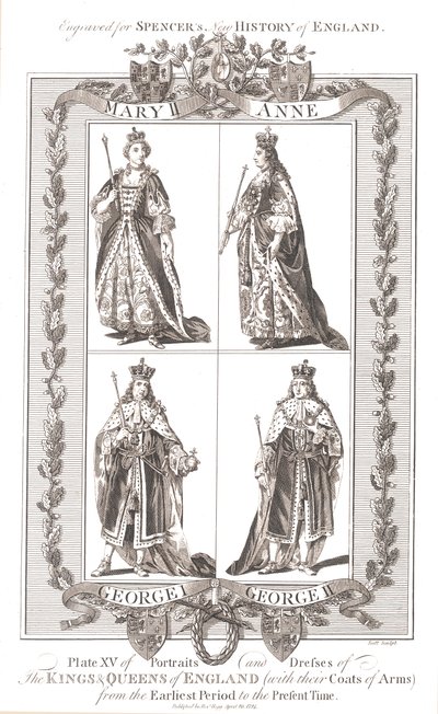 Re e regine inglesi con stemmi, 1780-1800 da Unbekannt