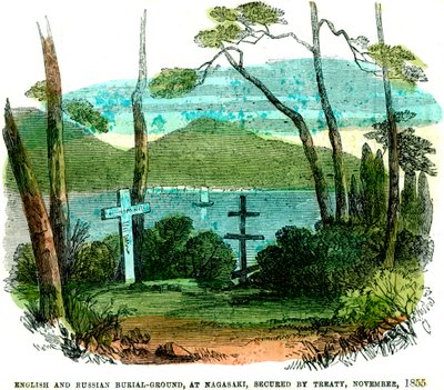 Cimitero inglese e russo, a Nagasaki, assicurato dal trattato, novembre 1855, 1856 da Unbekannt