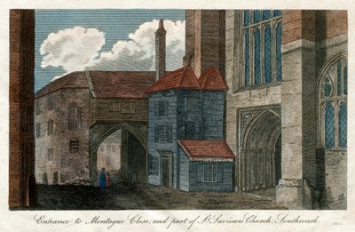 Ingresso a Montague Close e parte della chiesa di St Saviour, Southwark, Londra da Unbekannt