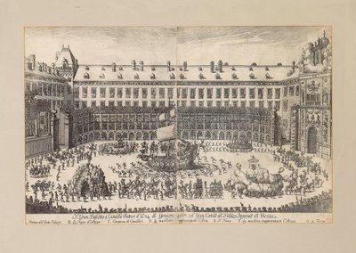 Balletto equestre nel cortile della Hofburg di Vienna, 1667 da Unbekannt