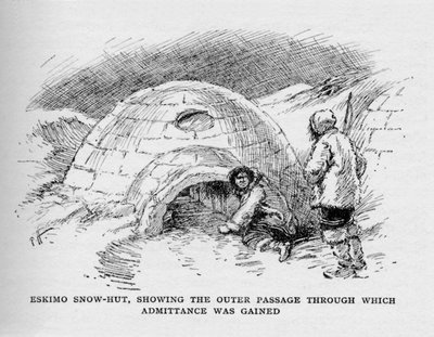 Igloo eschimese, mostrando il passaggio esterno attraverso il quale si accedeva, c1927, 1928 da Unbekannt