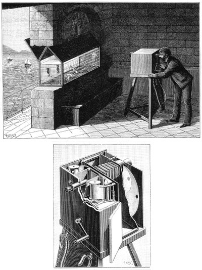 Etienne Jules Marey 1830-1903, con cinepresa, 1903 da Unbekannt