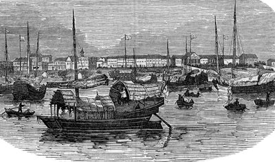 Fabbriche europee a Canton Guangzhou, Cina, c1875 da Unbekannt
