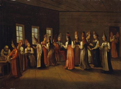 Festa della vigilia di nozze in casa di un mercante, primo quarto del XIX secolo da Unbekannt