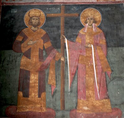 Esaltazione della Croce. Santi Costantino il Grande ed Elena, ca 1350 da Unbekannt