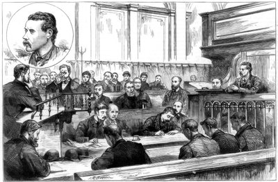 Esame di John F Egan al tribunale di polizia di Birmingham, il complotto della dinamite, 1884 da Unbekannt