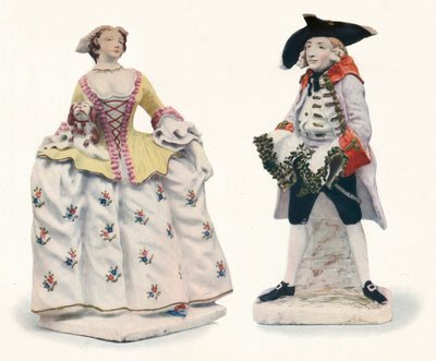 Figure di porcellana Bow eccezionalmente rare decorate a colori, c1750 da Unbekannt