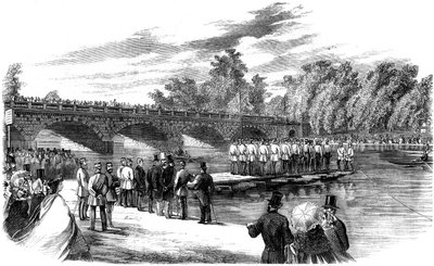 Esperimenti con il Ponte di Pontoni del Capitano Fowkes sul Serpentine, Hyde Park, Londra da Unbekannt