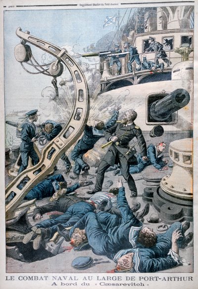 Esplosione a bordo della corazzata russa Tsesarevich, Battaglia del Mar Giallo, 10 agosto 1904 da Unbekannt