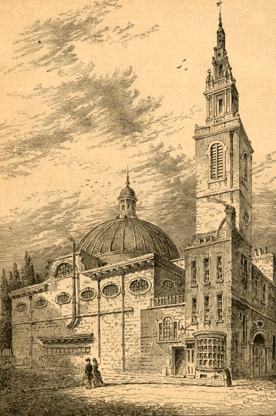 Esterno di St. Stephens, Walbrook, nel 1700, 1897 da Unbekannt