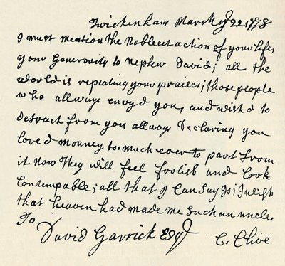 Facsimile di lettera autografa di Kitty Clive, 1907 da Unbekannt