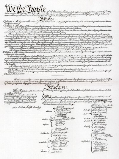 Facsimile del preambolo e della costituzione degli Stati Uniti d
