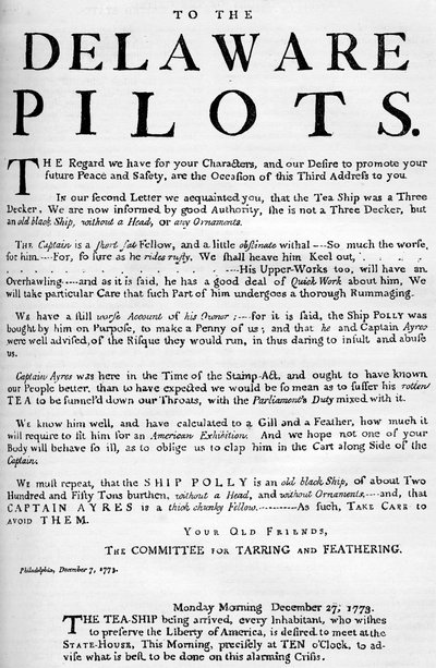 Facsimile del proclama sulla nave del tè, 1773 c1880 da Unbekannt