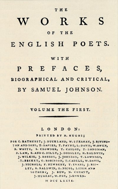 Facsimile della pagina del titolo della prima edizione di The Works of the English Poets, contenente Johnsons da Unbekannt