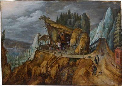 Paesaggio roccioso fantastico con la Tentazione di Sant