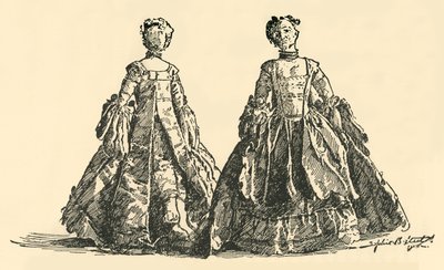 Bambola di moda in taffetà Watteau con sottogonna a cerchio, c1750-1800, 1937 da Unbekannt