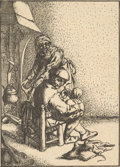 Padre che nutre il suo bambino, 1610-85 da Unbekannt