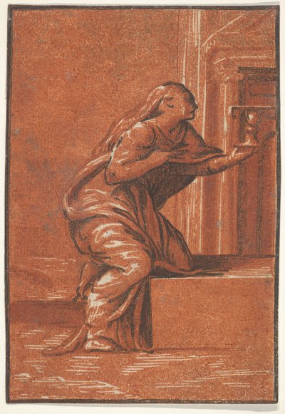 Personificazione femminile della Fede che si inginocchia sollevando un calice nella mano sinistra, ca. 1520-1560 da Unbekannt