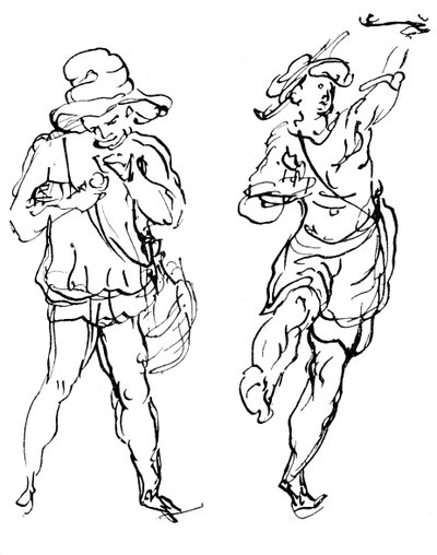 Figure disegnate da Inigo Jones per la mascherata, 1893 da Unbekannt