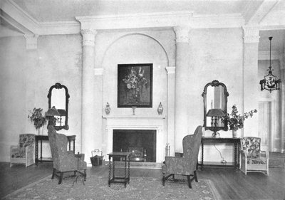 Caminetto alla fine del salone, Hotel Royal Bermudiana, Hamilton, Bermuda, 1924 da Unbekannt