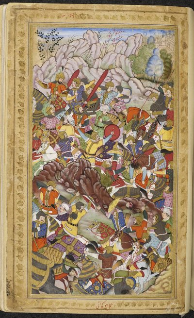 Prima battaglia di Panipat, 1526. Miniatura dal Baburnama, ca. 1592 da Unbekannt