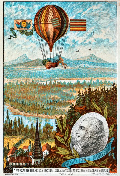 Primo tentativo di Guyton de Morveau di dirigere un pallone, Digione, Francia, 1784 1890s da Unbekannt