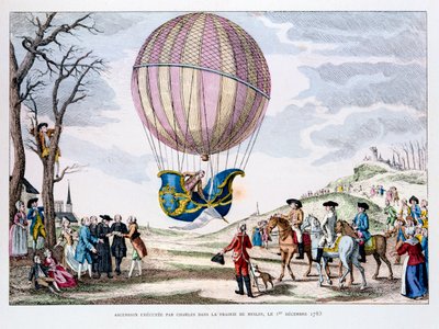 Primo volo con equipaggio in un pallone a idrogeno, Francia, 1 dicembre 1783 da Unbekannt
