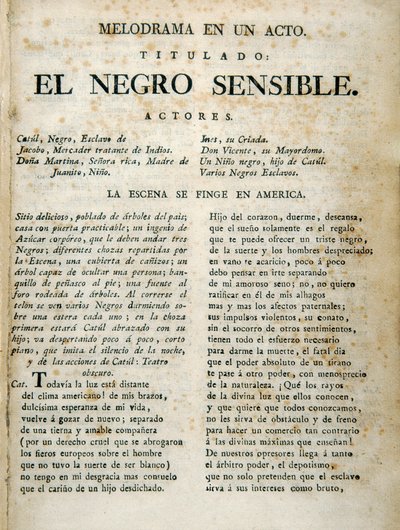 Prima pagina di "El negro sensible" da Unbekannt