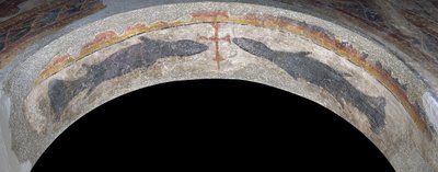 Pesci che fiancheggiano una croce da Santa Maria de Taüll da Unbekannt