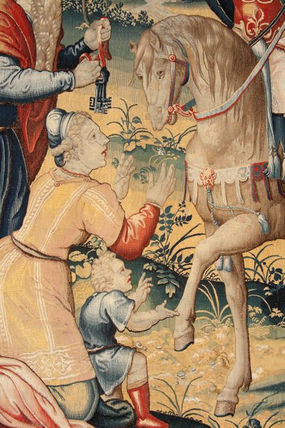 Arazzo fiammingo. Serie La storia di Annibale. Annibale in Italia (terzo arazzo conservato). Modelli di maestro anonimo dei Paesi Bassi. Manifattura delle botteghe di Bruxelles. Ca 1570. Tessuto in lana e seta da Unbekannt