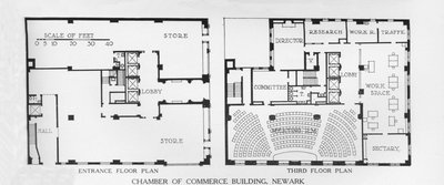 Piante del piano, Chamber of Commerce Building, Newark, New Jersey, 1924 da Unbekannt